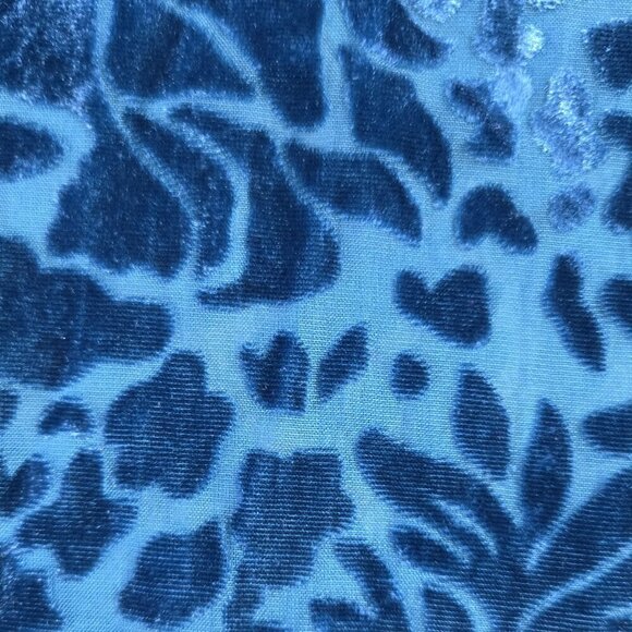 Coldwater Creek Blue Floral Burnout Velvet Sheer Blouse Whimsigoth - Picture 5 of 9